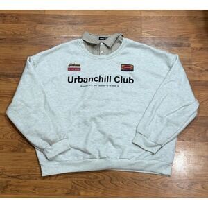 Manfinity Urbanchill Club Layered Sweatshirt XXL Heather Grey Graphic Pullover